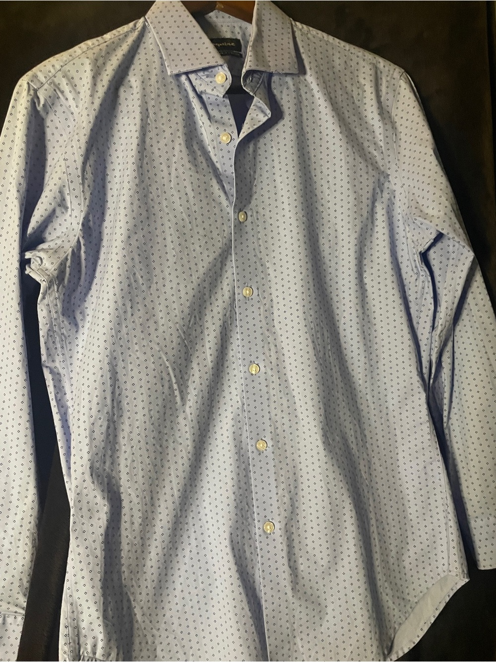 Esquire’s Men's Light Blue Wrinkle Free Micro-Pattern  Slim Fit Dress Shirt